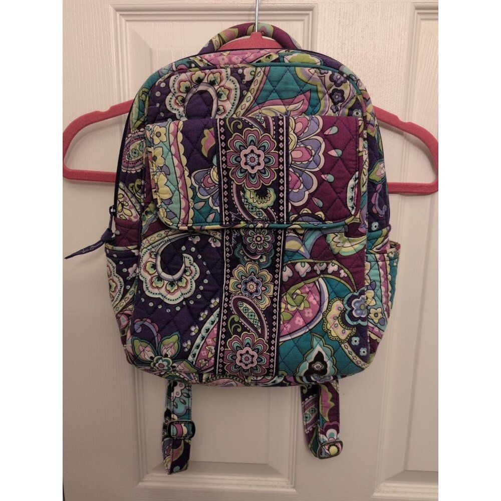 Vintage Vera Bradley Heather Purple Pink Paisley Floral Backpack Medium Size